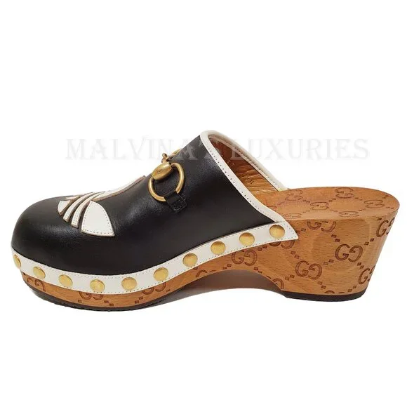 GUCCI SHOES ADIDAS X TREFOIL LEATHER HORSEBIT CLOG MULES  sz 37 7 - Picture 10 of 16